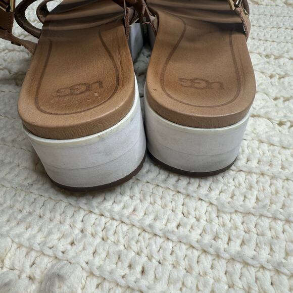 UGG Braelynn Metallic Leather Sandals Rose Gold Size 10 - Picture 9 of 15